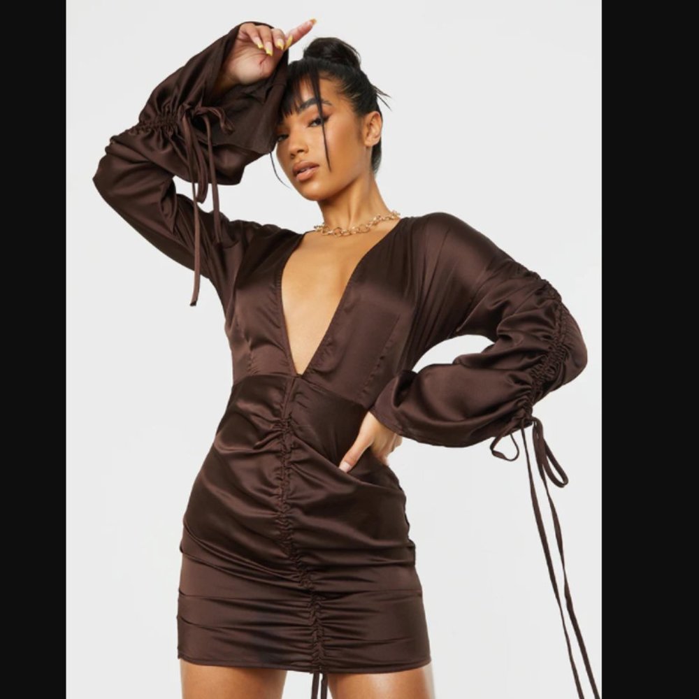Brown Silky Dress